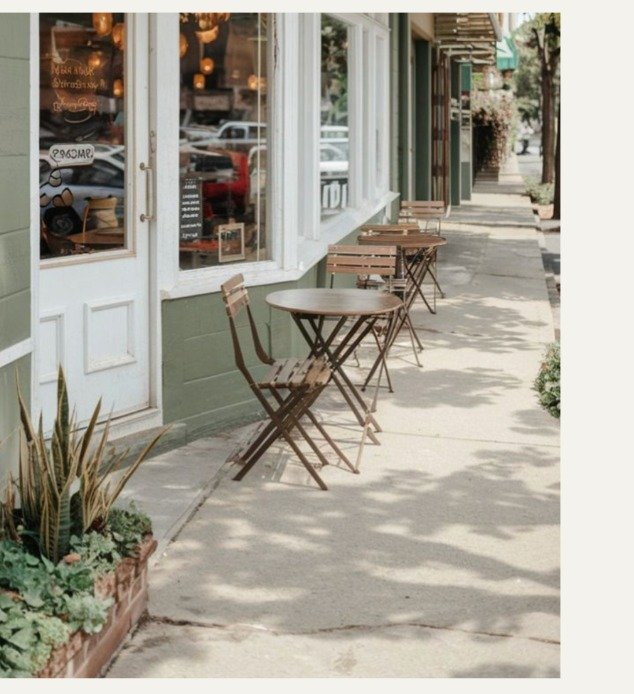 Charlotte neighborhood sidewalk and storefront